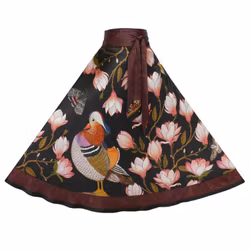 Silk Wrap Skirt Midnight Magnolia Kueen