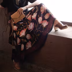 Silk Wrap Skirt Midnight Magnolia Kueen