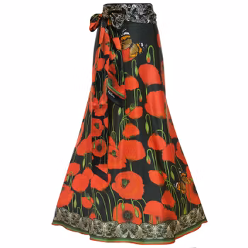 Silk Wrap Skirt Poppy Dark Kueen
