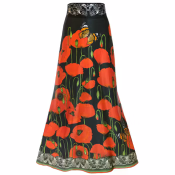 Silk Wrap Skirt Poppy Dark Kueen