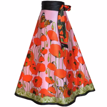 Silk Wrap Skirt Poppy Pink Kueen