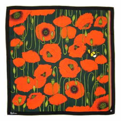 Silk Scarf Sweetly Small Poppy Dark Kueen