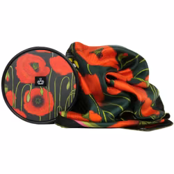 Silk Scarf Sweetly Small Poppy Dark Kueen