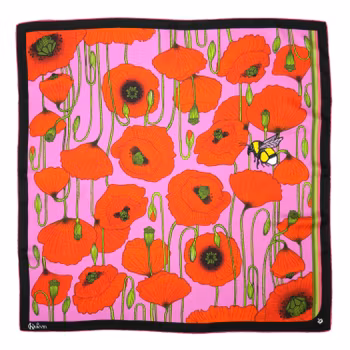 Silk Scarf Sweetly Small Poppy Pink Kueen