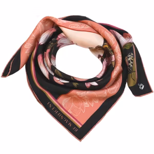 Silk Scarf Sweetly Small Magnolia Morning & Midnight Kueen