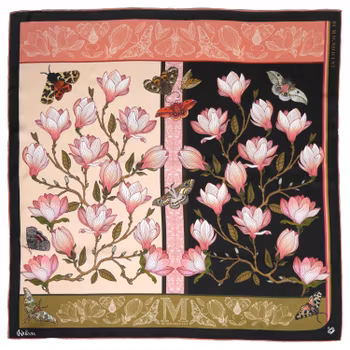 Silk Scarf Sweetly Small Magnolia Morning & Midnight Kueen