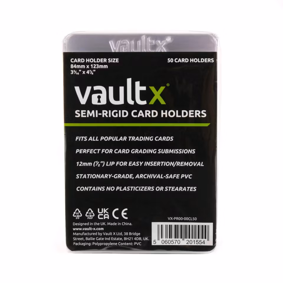 VaultX Semi Rigid Card Holders 50-pack