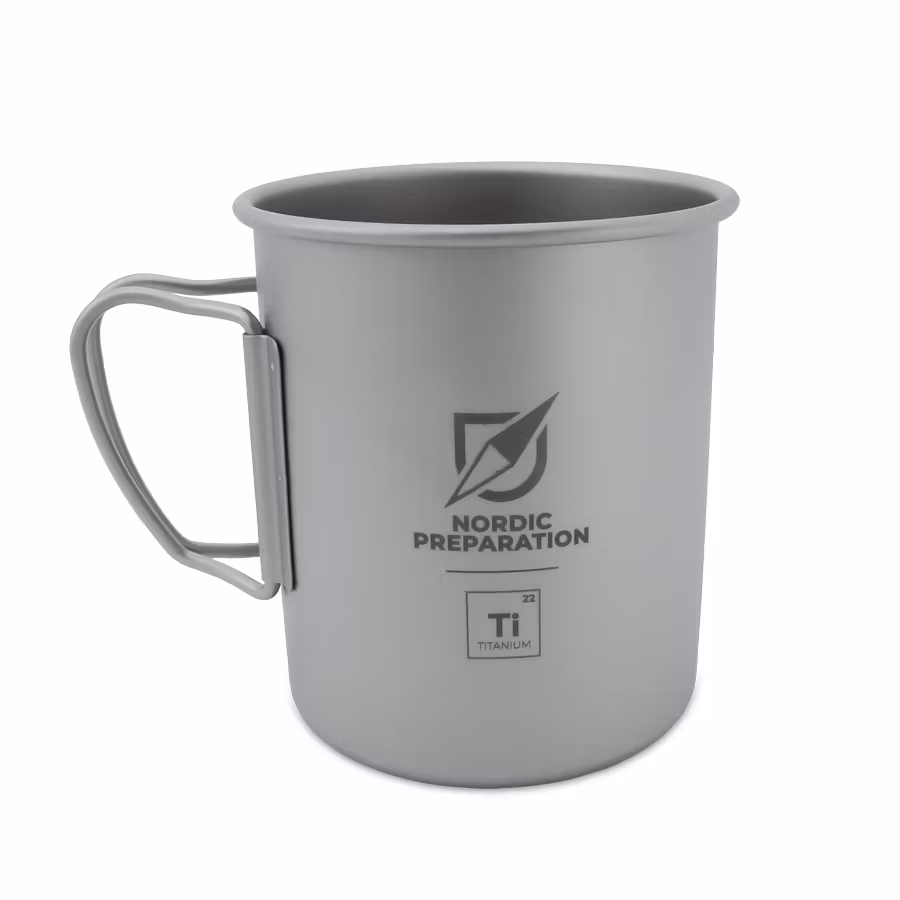 2x Titankoppar med lock, 450 + 300 ml