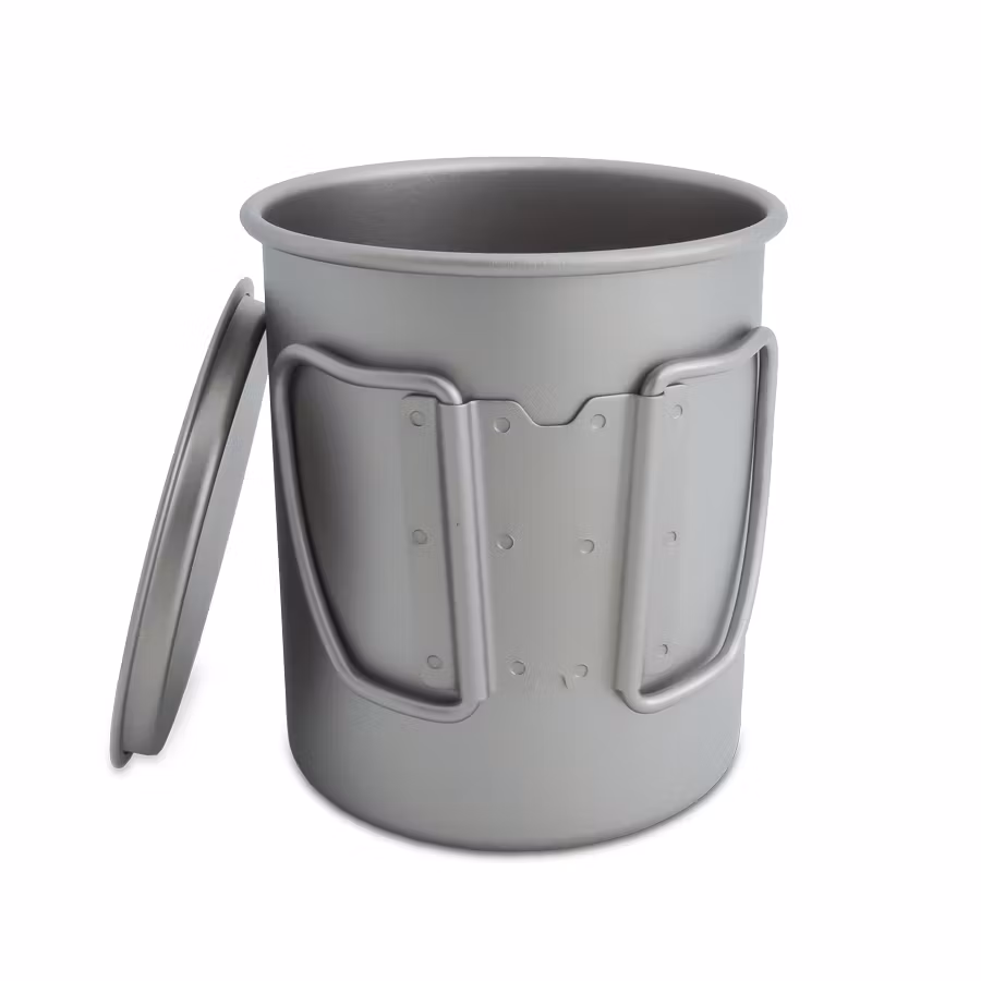 2x Titankoppar med lock, 450 + 300 ml
