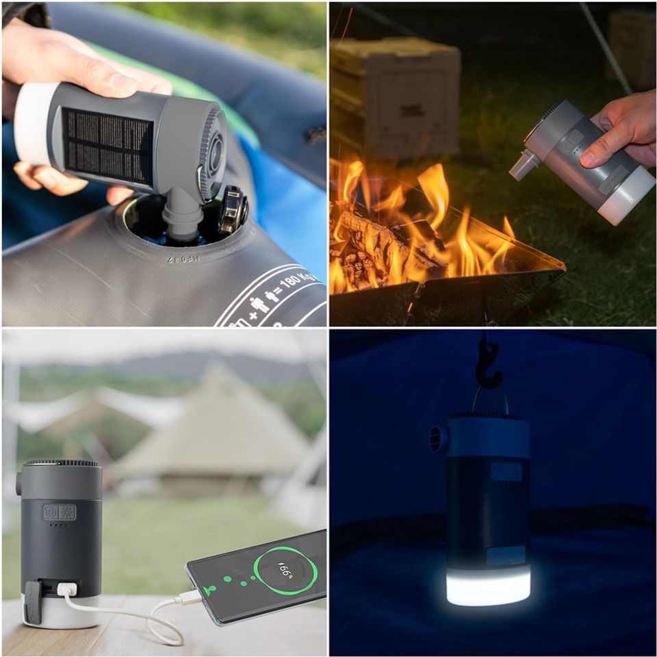 Elektrisk luftpump med powerbank och lampa (överskottsvara, klass 1)