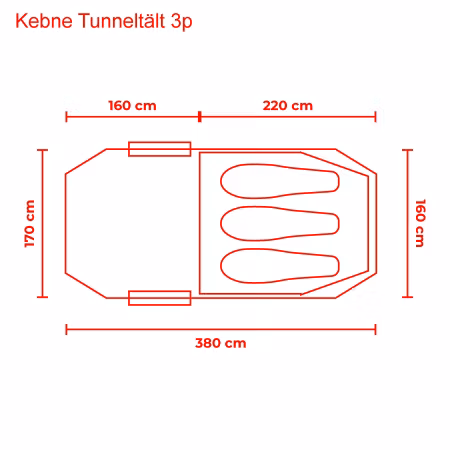 Kebne Tunneltält – 3 personer