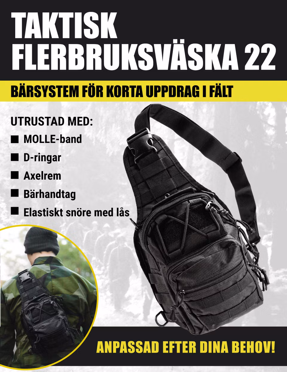 Flerbruksväska 22, svart