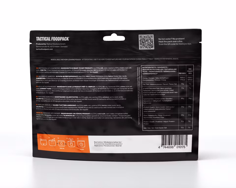 Tactical Foodpack Rice Pudding and Berries
