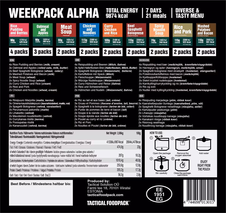 Tactical Foodpack - Weekpack Alpha (7 dagar)
