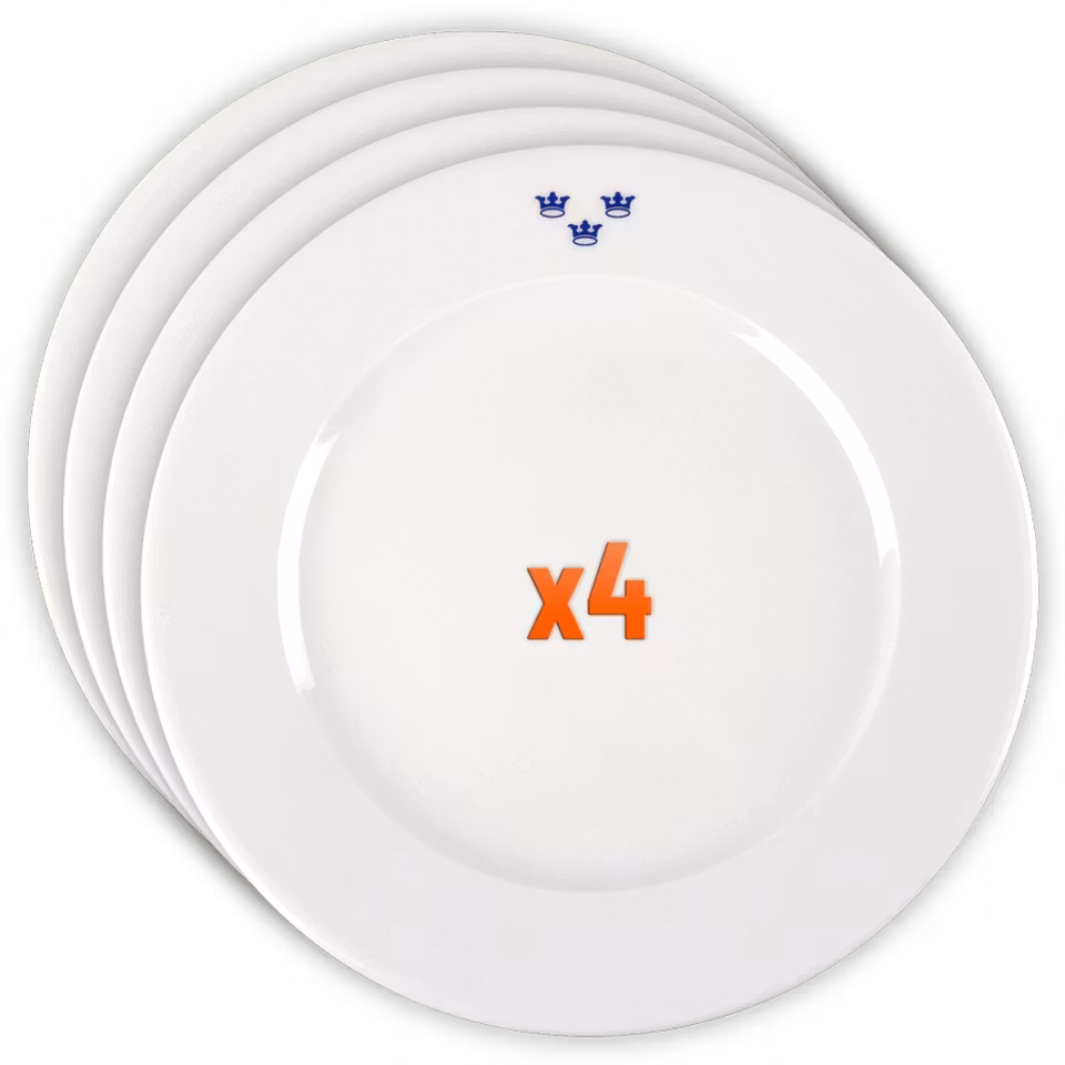 Mässporslin assiett 4-pack (överskottsvara klass 1)