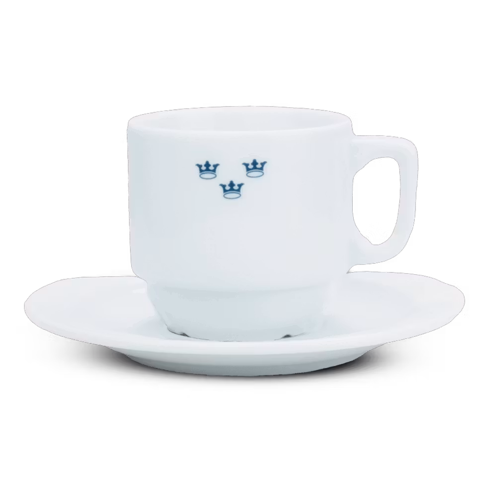 Mässporslin kaffekopp med fat 4-pack (överskottsvara klass 1)