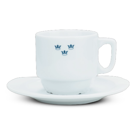 Mässporslin kaffekopp med fat 4-pack (överskottsvara klass 1)