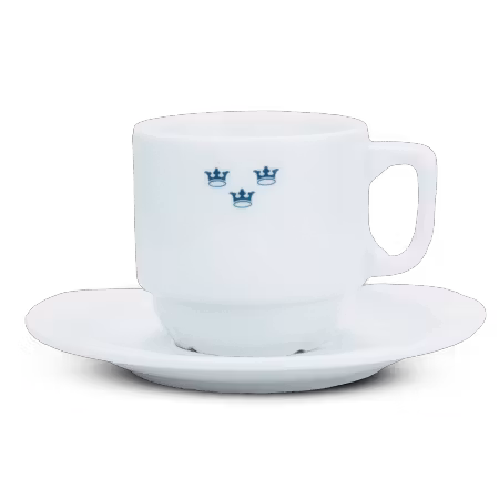 Mässporslin kaffekopp med fat 4-pack (överskottsvara klass 1)