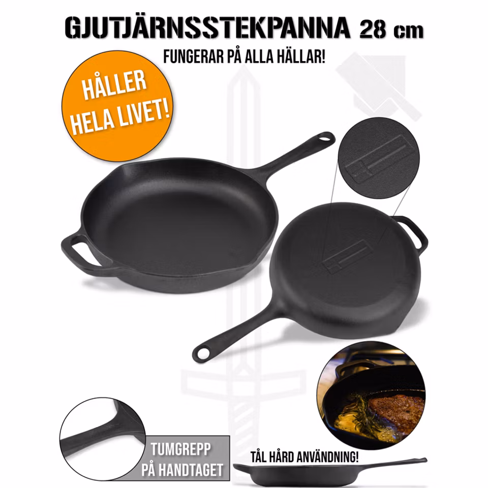 Gjutjärnsstekpanna 28 cm (överskottsvara, klass 1)