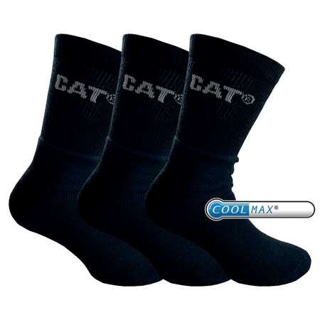 Caterpillar 3-par svarta sportstrumpor 39-46 CoolMax® | Lycra®