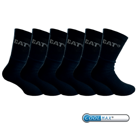 Caterpillar 6-par svart sportstrumpor 39-46 CoolMax® | Lycra®