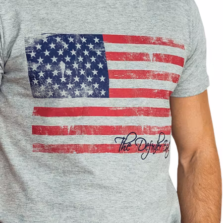 The Defender t-shirt med flagga och brodyr Gråmelerad S, L