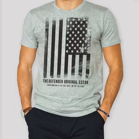 The Defender t-shirt med print flagga Gråmelerad S, M, L