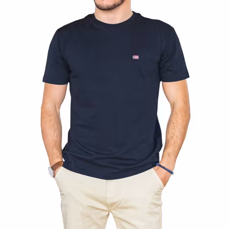 The Defender  enfärgad t-shirt med liten flagga Mörkblå S-XXL
