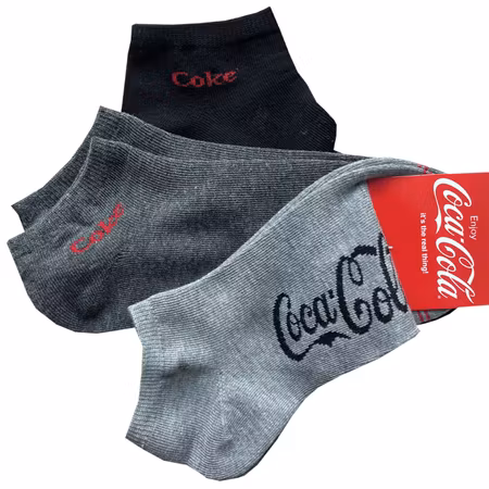 Coca-Cola, 12-par Grå/ Svarta ankelstrumpor 39-42, 43-46