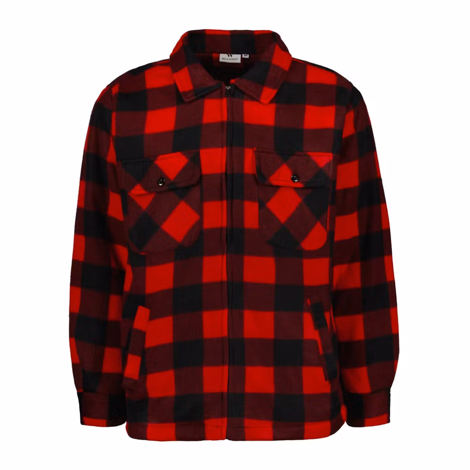 Fodrad Flanellskjorta, Röd, Svartrutig S-XXL