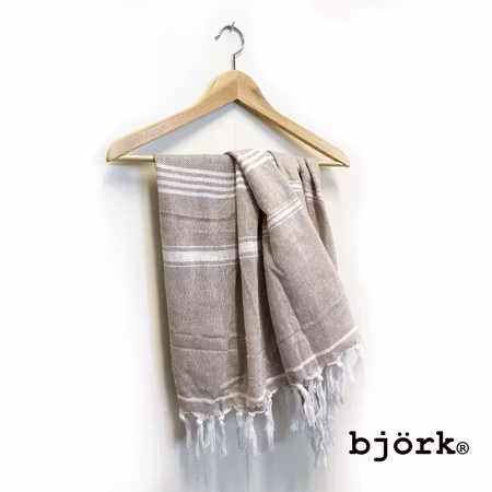Hamam Badlakan, Beige/ vit, 90x170 cm