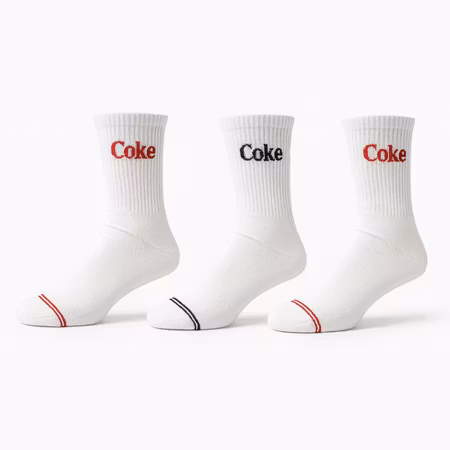 Coca-Cola - Coke 3-par vita Sportstrumpor 39-42 eller 43-46