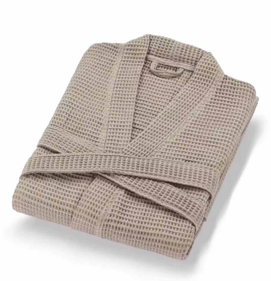 Beige Morgonrock i våfflad 100% bomull S/M eller L/XL