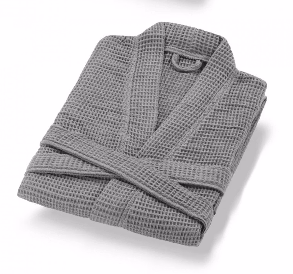 Grå Morgonrock i våfflad 100% bomull S/M eller L/XL