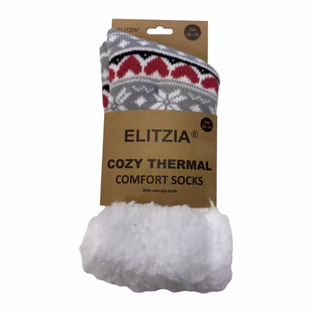 Cozy Socks – mönstrade, värmande mysstrumpor med fluffigt piléfoder. 36-41