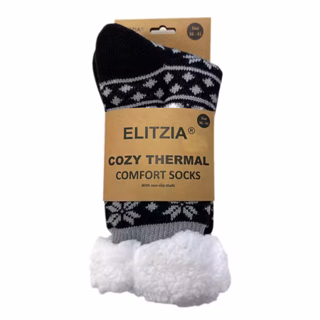 Cozy Socks – mönstrade, värmande mysstrumpor med fluffigt piléfoder. 36-41