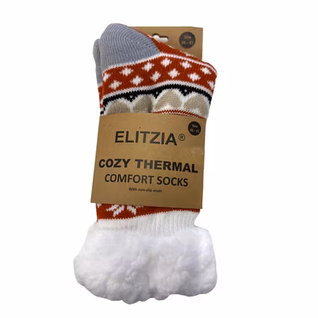 Cozy Socks – mönstrade, värmande mysstrumpor med fluffigt piléfoder. 36-41