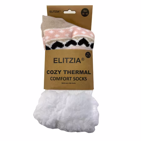 Cozy Socks – mönstrade, värmande mysstrumpor med fluffigt piléfoder. 36-41