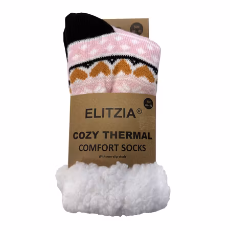 Cozy Socks – mönstrade, värmande mysstrumpor med fluffigt piléfoder. 36-41