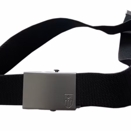 Stretchbälte med metallspänne, svart, 125 cm