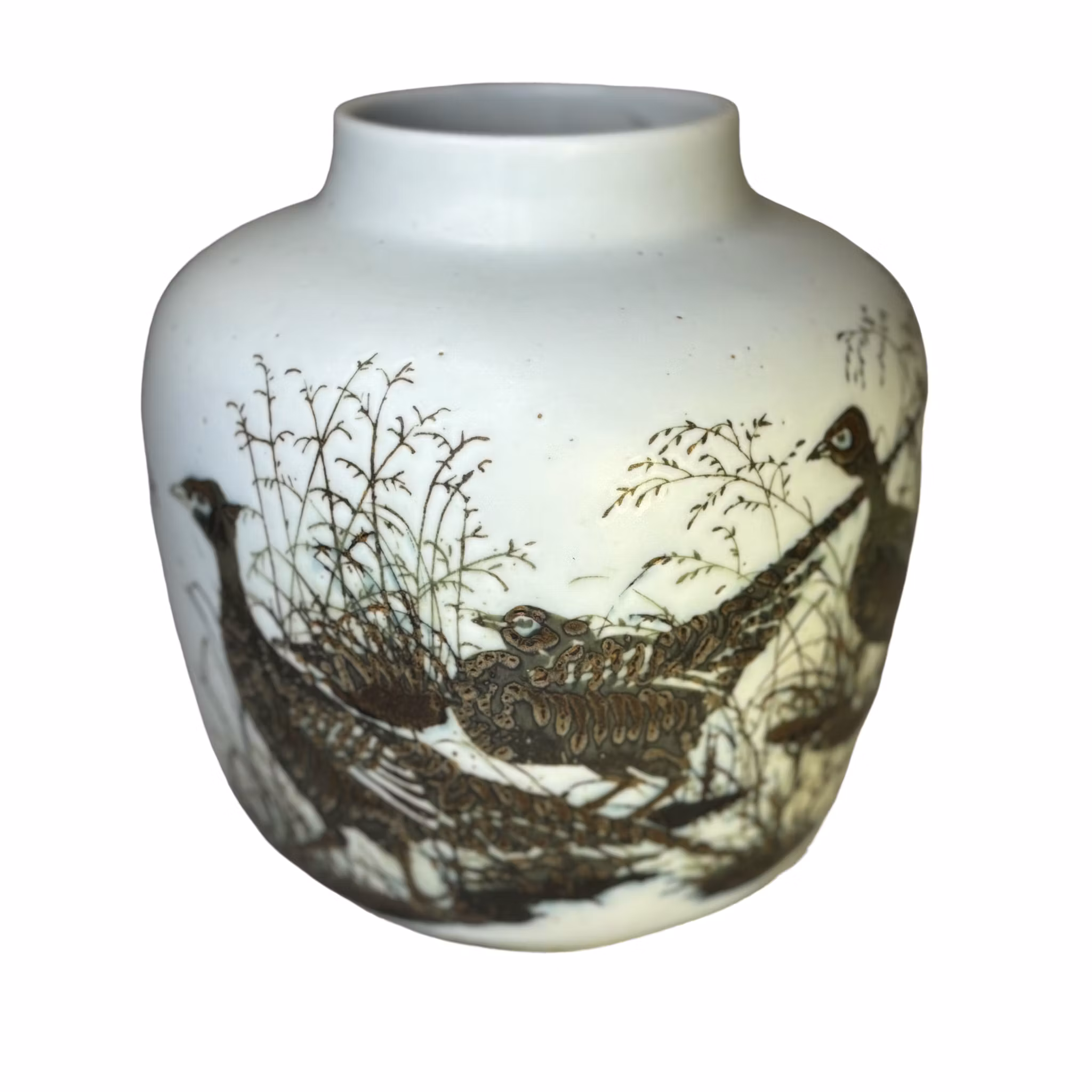 Vas i stengods med fasaner design Nils Thorson Vintage