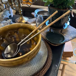 Salladsbestick handgjorda i bambu och rostfritt stål