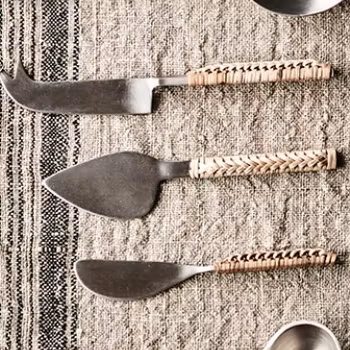 Knivset / Ostknivar 3st i set i rostfritt stål och bambu
