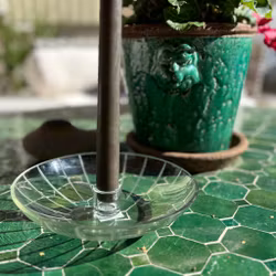 Ljusstake rund i glas med etsad rand Strömshaga