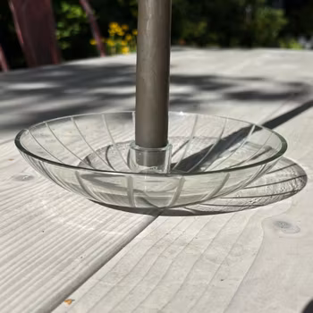Ljusstake rund i glas med etsad rand Strömshaga