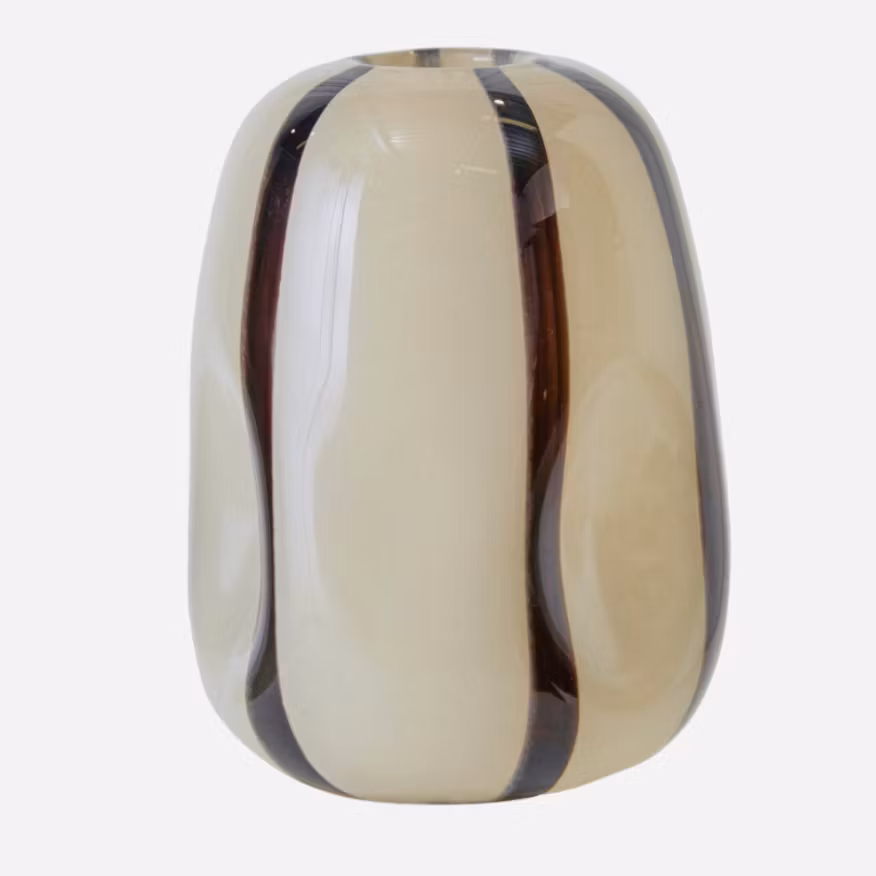 Vas i mjuka former beige & svart glas Wikholm Form