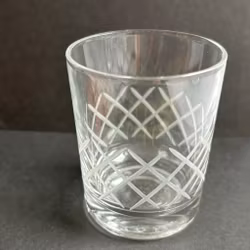 Glas kristallglas 5st med etsade ränder vintage
