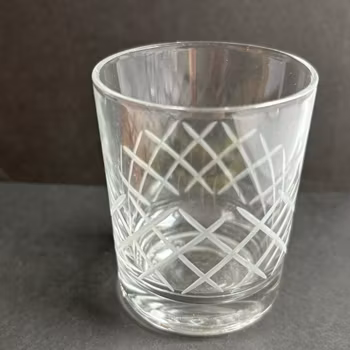 Glas kristallglas 5st med etsade ränder vintage