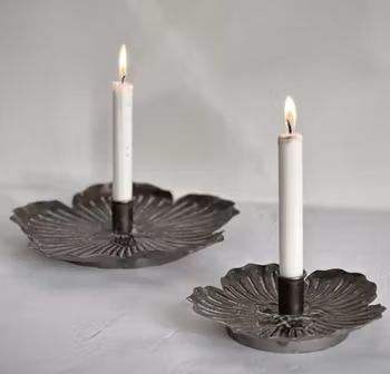 Ljusstake antik mässing blomma
