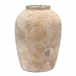 Urna krus eller kruka i fin sandfärgad patina